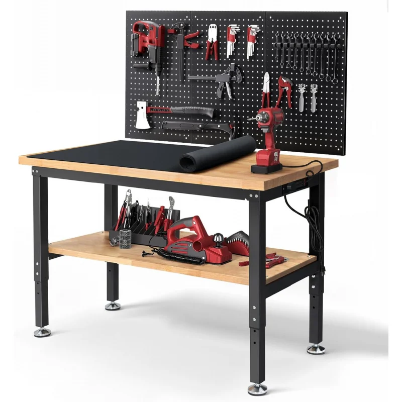 Woodworking Garage - طاولة عمل للمرآب قابلة لتعديل الارتفاع،