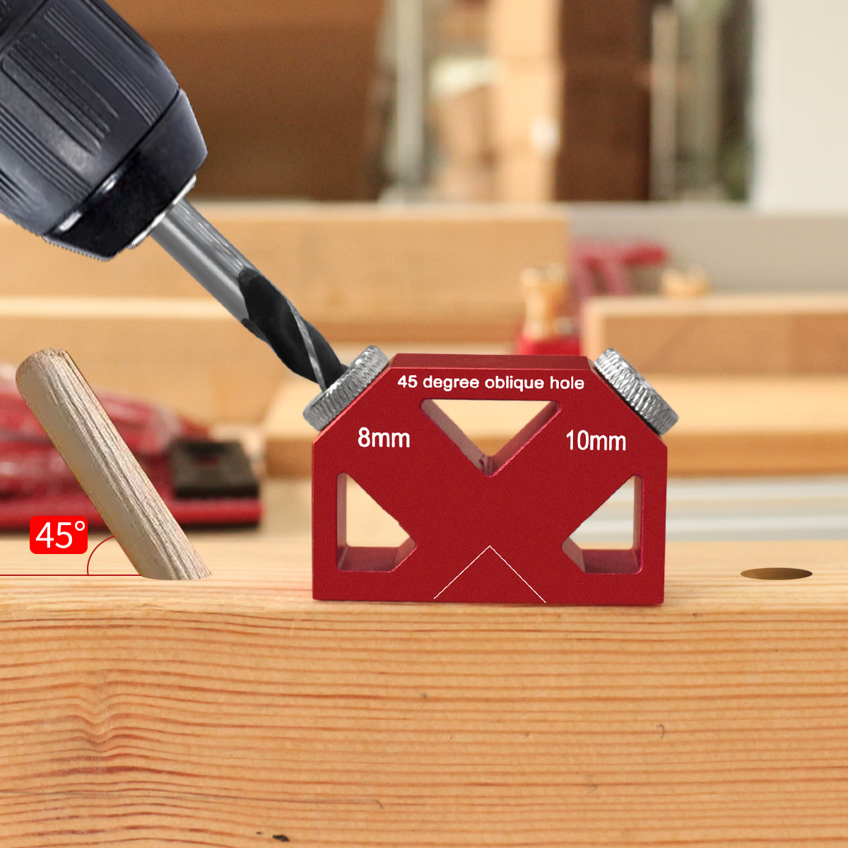Woodworking Hacks - 45 ° محدد موقع ثقب الحفر