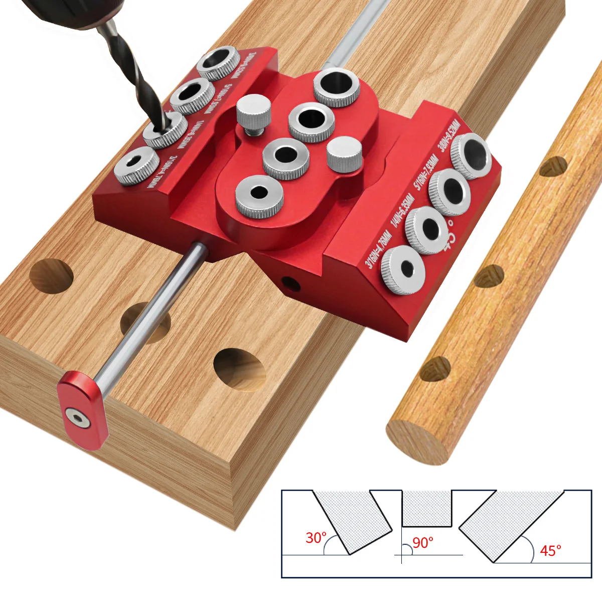 Woodworking Hacks - سبيكة درجة زاوية ثقب الحفر دليل