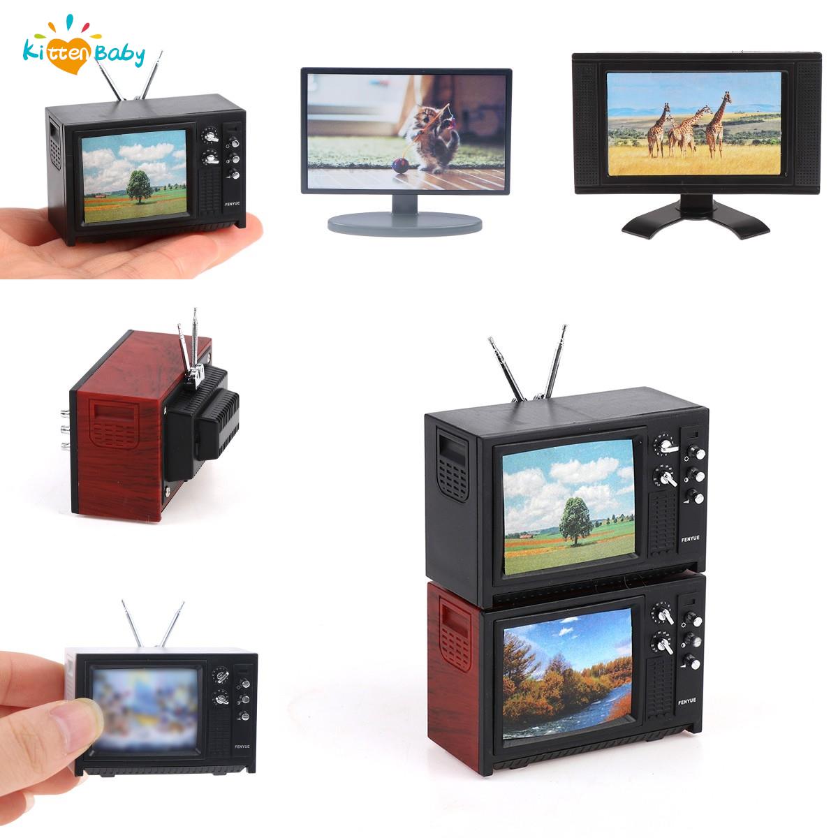 Woodworking Tv - 1 قطعة 1/12 دمية صغيرة التلفزيون