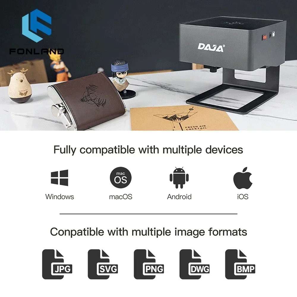 FONLAND DJ6 الليزر حفارة التصن - مراجعة Woodworking Logo وسعره